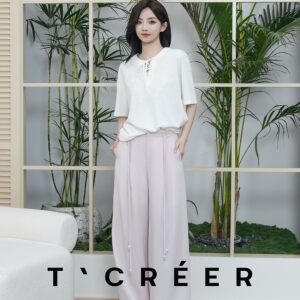 
TCREER [Shiwu Shanyu] Korean style high-waisted, slim, lazy, straight-leg casual pants for women, drapey and breathable