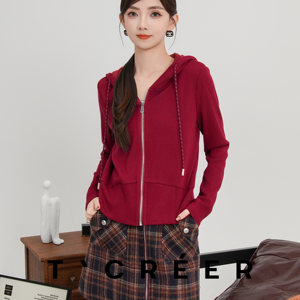 
TCREER [Bulgewei] autumn and winter fashionable drawstring hooded long-sleeved top for women