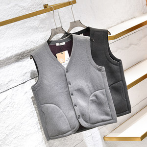 Not bloated! Keep heat for a long time and keep warm! Men's solid color inner sleeveless vest for autumn and winter
