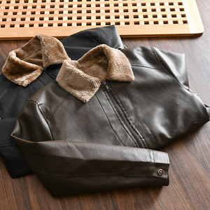 ODM Single Single! Fur -in -one foreign trade tail cargo men's autumn and winter casual lapel thickened plus velvet jacket
