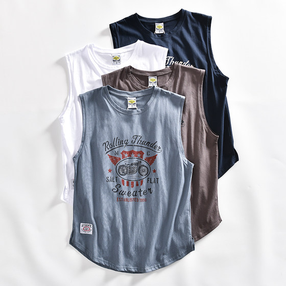 
Recommended for self-retention! Foreign trade factory order! 100% cotton printed retro versatile casual summer men's vest