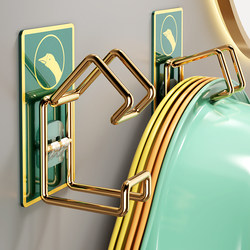 Bathroom Storage Rack, No-Drill Washbasin Organizer, Wall-Mounted Toilet Basin Holder with Hooks