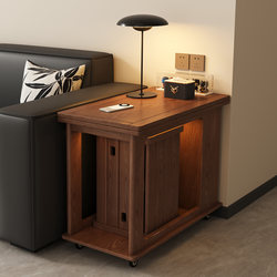 Solid Wood Side Table for Living Room, Household Movable Folding Coffee Table, Small Trolley, Sofa Side Cabinet, Side Table, Dining Side Table