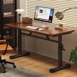 Movable Adjustable Desktop Computer Desk, Home Bedroom Simple Desk and Chair Set, Office Desk, Study Long Table