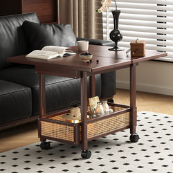 Folding Coffee Table, Movable Living Room Table for Small Apartments, Vintage Style Trolley, Storage Rack, Dining Table, Dual-Purpose Table