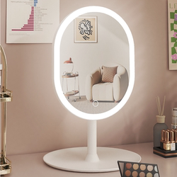 Led Desktop Smart Makeup Mirror with Light for Girls' Bedroom Dressing Table Mirror Student Dormitory Desktop ins Dressing Mirror