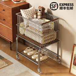 Dirty Clothes Basket for Home Use in the Bedroom, Clothes Storage Basket, Movable Vintage Bathroom Laundry Cart, Storage Rack