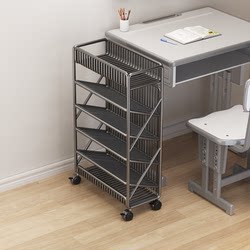 Bookshelf Floor-Standing Storage Rack Multi-Layer Storage Bookcase Integrated Storage Cabinet Book Desktop Movable Living Room Trolley