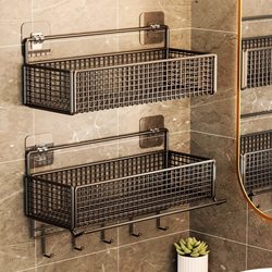 Bathroom Shelf, No-Drill Wall-Mounted Bathroom Rack, Shower Room, Toilet, Washbasin Storage Rack