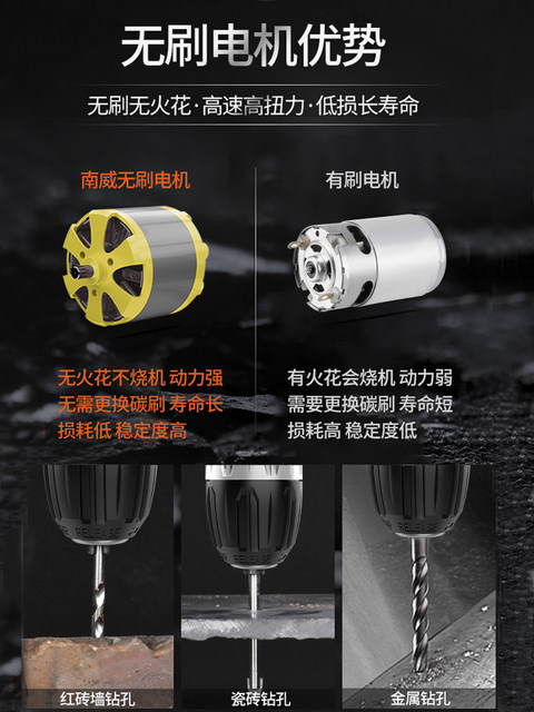 Nanwei brush drill charging hand diamond drilling small pistol drill lithium electric drill multi -functional home electric screw knife electric rotation