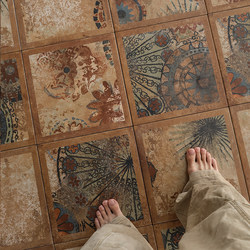 French Country Pastoral Style Retro Mosaic Tiles, Medieval Bathroom Floor Tiles, Non-Slip Tiles for Guesthouses, Restaurants, and Coffee Shops