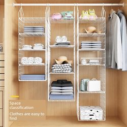 Wardrobe Storage Layered Dividers Dorm Room Storage Rack Dormitory Hanging Organizer Cabinet Space-Saving Magic Tool