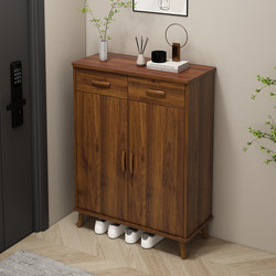 Shoe Cabinet for Home Use Outside the Door, Economical, Large-Capacity Storage, Narrow, Small-Sized, New Walnut Shoe Rack for Entryway Hallway