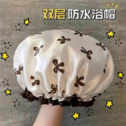 Double-Layer Shower Cap for Women, Waterproof for Bathing, Household Kitchen Oil-Proof Head Cover, Special Shower Cap for Girls' Hair Drying Mask, New Style