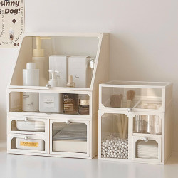 Glass Cosmetics Storage Box Desktop High-End Home Transparent Dust-Proof Dressing Table Skin Care Product Drawer Storage Rack