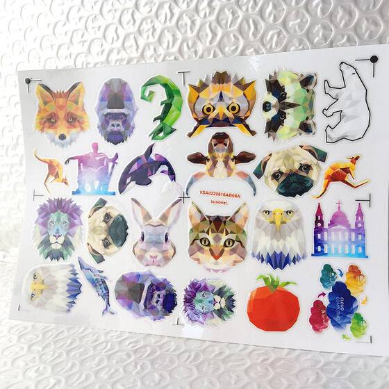
Animal geometric pattern hollow three-dimensional waterproof pocket pen thermos cup decoration UV transfer sticker crystal mark customization