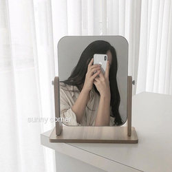 ins Wind Student Dormitory Desktop Makeup Mirror Korean Style Simple Wooden Dressing Mirror Dormitory Internet Celebrity Mirror