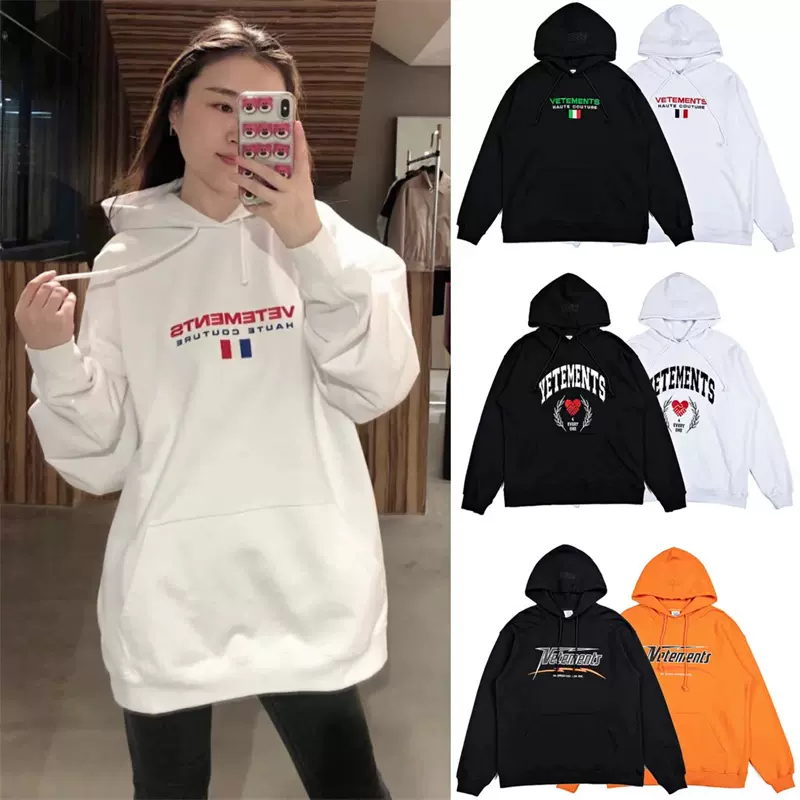 VETEMENTS Lucky 777 粉色男女幸运符号宽松特大连帽衫卫衣-Taobao