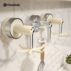 Suction Cup Kitchen Hook with Six Claws, Rotating, No-Drill Wall-Mounted, Multifunctional Utensil Storage Rack, Sticky Hook