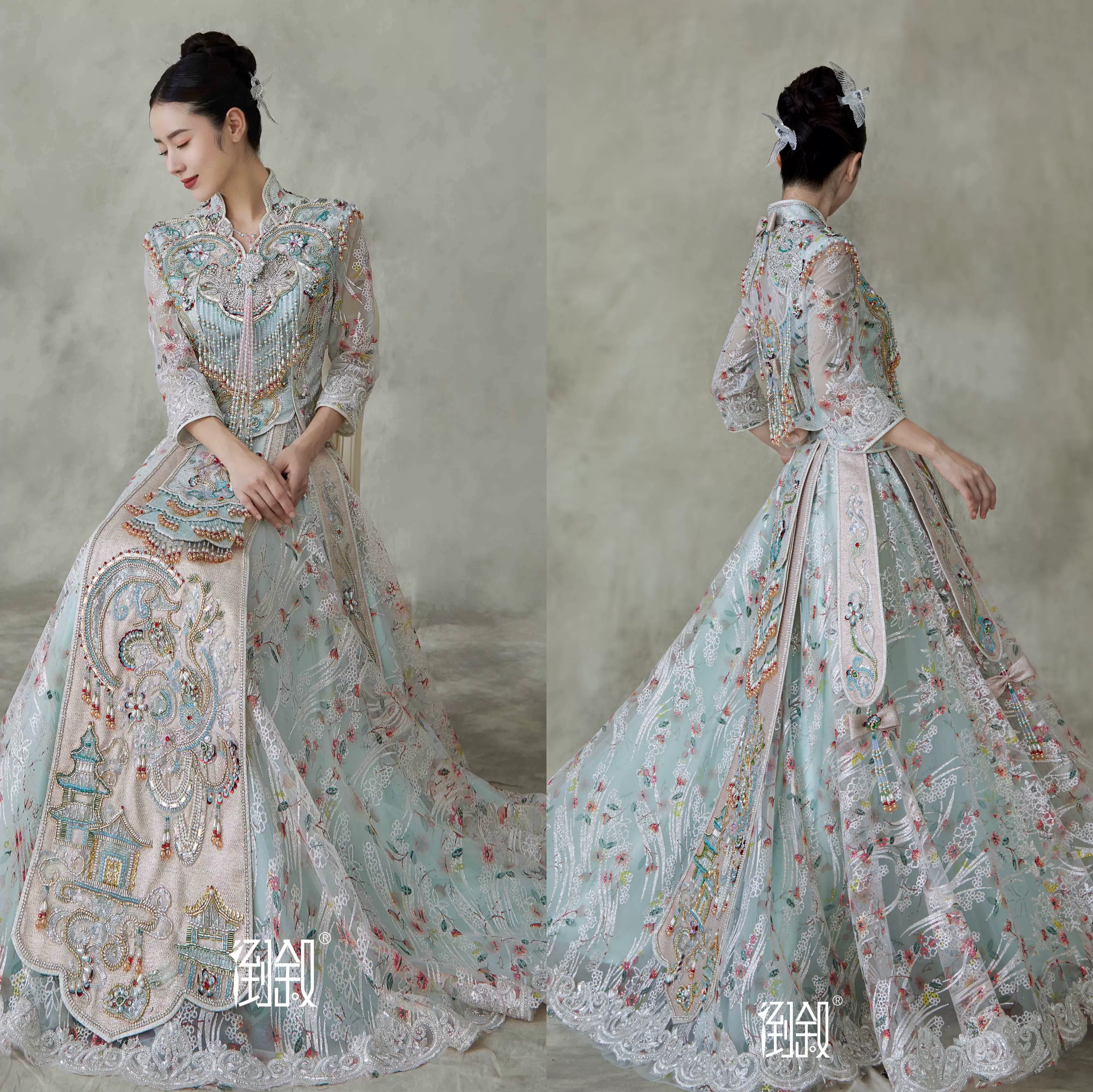 出租正版倒叙高定中式嫁衣【钱兔似锦】清新减龄新娘