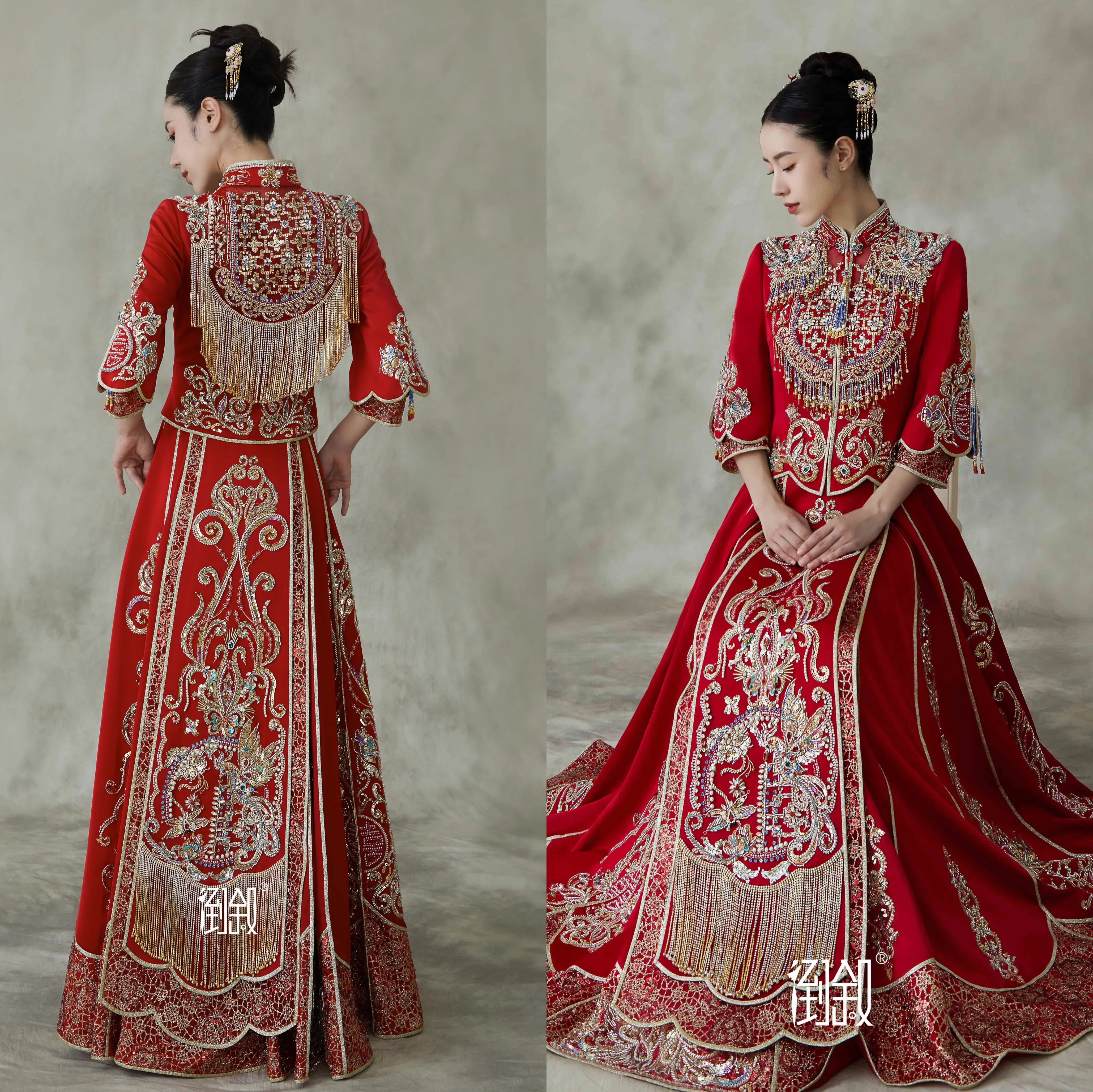 出租正版倒叙高定中式嫁衣【钱兔似锦】清新减龄新娘婚礼迎亲秀禾