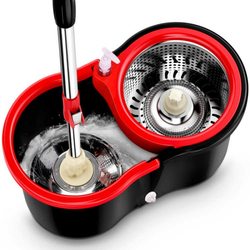 Household Mop and Bucket Set with Rotating Automatic Wringing, Integrated Washing and Drying, Hands-Free Cleaning, and Handle