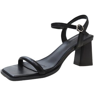 
Medium high heel square toe sandals for women summer open toe 2026 new style French temperament one-word strap thick heel fashion Roman shoes