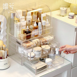 Acrylic Cosmetics Storage Box, Large Capacity, Dust-Proof Desktop Organizer for Skin Care Products, Dressing Table Storage Rack with a High-End Feel