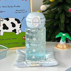 Hengdu New Star-Shaped Plastic Water Cup for Girls, High-Looking and Stylish, Suitable for Students, Portable, Large Capacity, Double Drinking Straw Cup for Summer