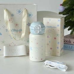 Original ins Star Double-Walled Insulated Cup, High-Quality Straw Cup, 316 Stainless Steel Water Bottle, New Portable Student Model