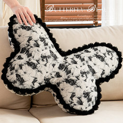 French Retro High-End Butterfly Pillow Back Cushion Living Room Sofa Headboard Lumbar Pillow Double-Sided Pillow Removable and Washable
