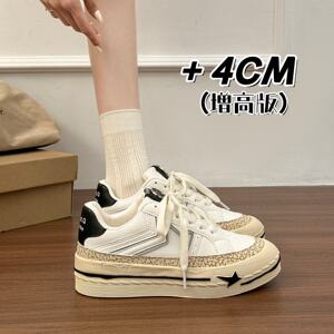 
Thick-soled height-increasing sneakers women's shoes 2026 new spring all-match canvas shoes popular casual moral training shoes white shoes