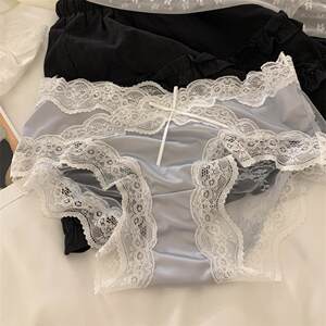 
[Tipsy Sweetheart] Low-waisted satin pure lust lace pure cotton crotch breathable women's underwear girls briefs crotch