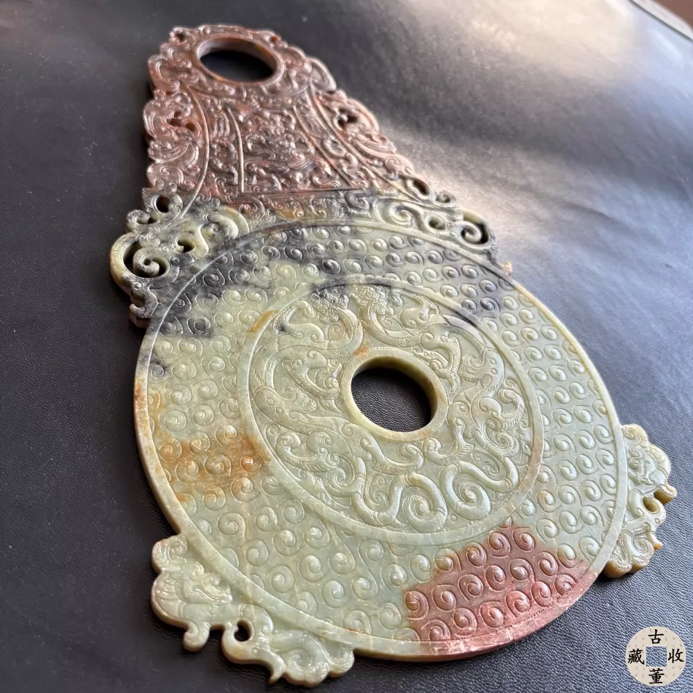 古董汉代乳钉纹祥云纹玉璧圆孔超大地方玉石摆件古玉老玉收藏特价
