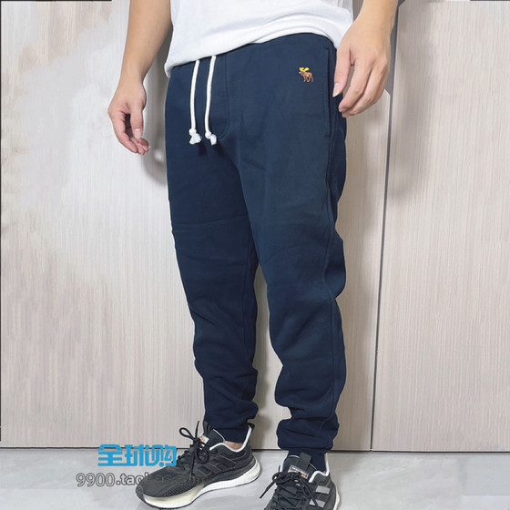 
Special offer 2026 spring and autumn European and American small-foot trousers men's solid color embroidered loose AF plus velvet sweatpants outer wear sweatpants