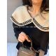 Japanese purchasing agent SLY French gentle academy style navy large lapel mid-length pullover sweater for women in autumn and winter top