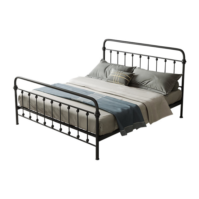 Iron art bed light luxury simple modern double European iron bed ...