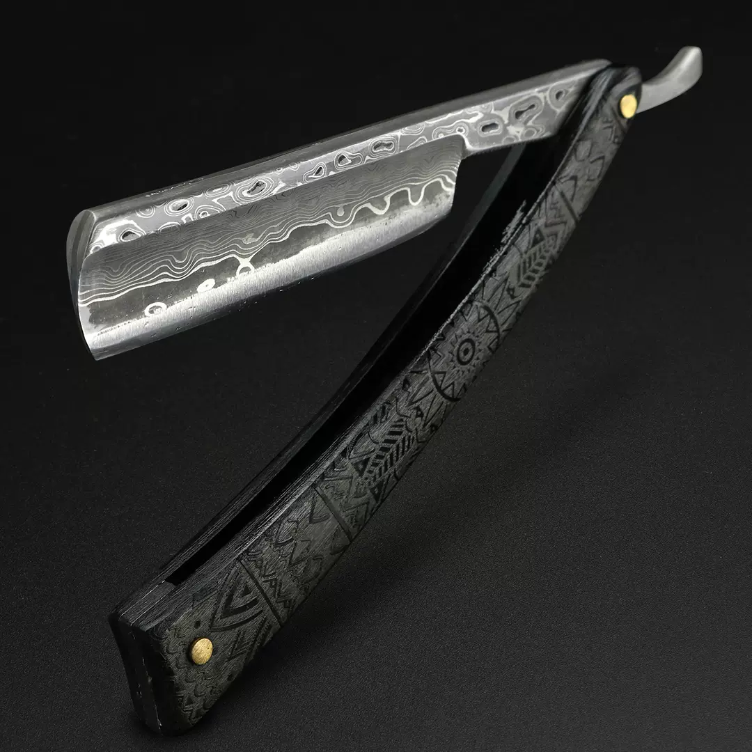 玄锋夹钢大马士革老式剃刀复古手动男士剃须刀刮脸刀刮