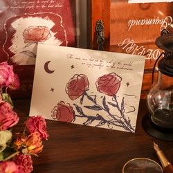 Rose and Her Letter Paper Set, Trendy Instagram Style, High-End Love Letter Postcard Card, 520 Couple's Artistic Letterhead, Greeting Card, Sticker Material, Writing Paper, Valentine's Day Confession Gift for Boyfriend/Girlfriend