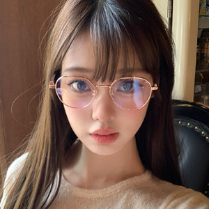 
Ultra-light round-frame gold-rimmed glasses for women with myopia, which can be equipped with high-grade anti-blue light, no-makeup, astigmatism eyeglasses frames