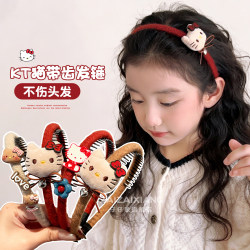 Autumn and Winter Kt Cat Children's Headband 2026 New Style Girls' Hairband Cute Toothed Non-Slip Hair Clip Headwear