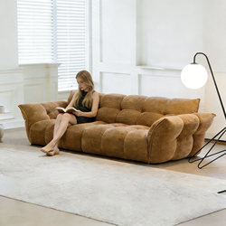 Chenku Detachable and Washable Retro Chenille Velvet Chenille Petal Lily Straight-Row Fabric Sofa for Small Apartment Living Room