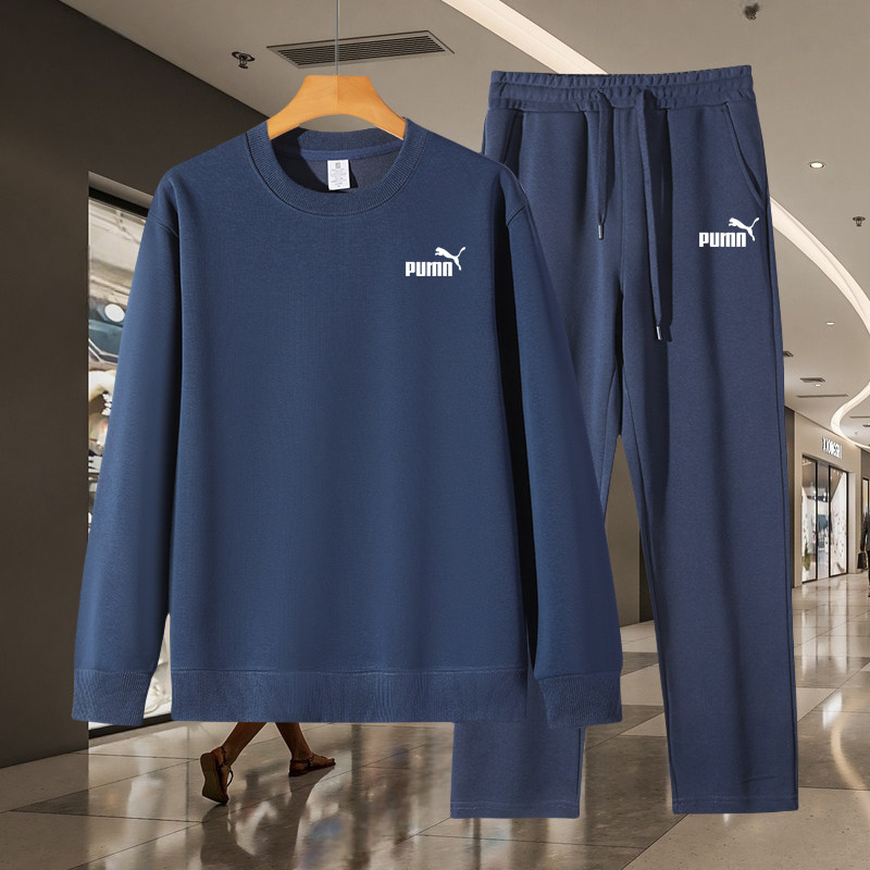 Outlet counter 2026 весна и осень — новый однотонный спортивный повседневный костюм, мужская свободная толстовка и повседневные брюки