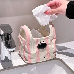 Puppy Ceramic Tote Bag Desktop Storage Box Cosmetics Miscellaneous Items Snacks Organizer Storage Living Room Decoration Storage Tube