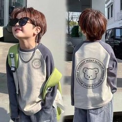 Boys' Long-Sleeved T-Shirt, Spring and Autumn 2024 New Style, Children's Base Shirt, Trendy Top for Older Boys