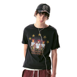 No E Mosen（Noe) Our Last Time Being Children Anti-War Slogan Print Washed-Out Color Thin Short-Sleeve Shirt