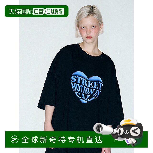 South Korea's direct mail SMA Shoes Heart -shaped logo T -shirt Black (fitting) men and women are suitable for men and women
