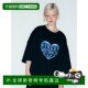 South Korea's direct mail SMA Shoes Heart -shaped logo T -shirt Black (fitting) men and women are suitable for men and women
