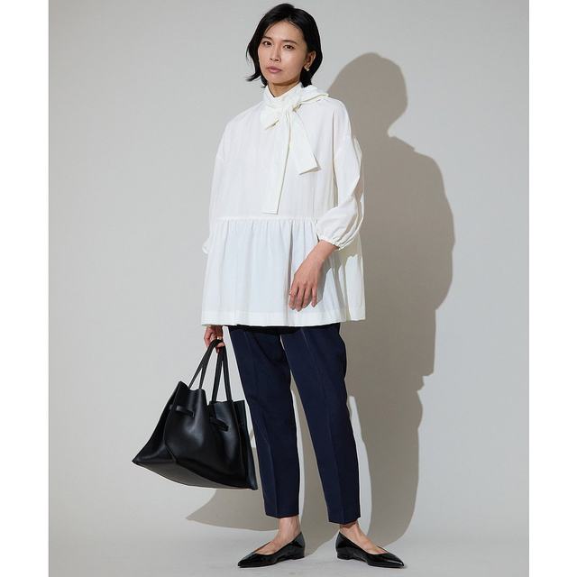 Japanese direct mail tiara women's turtleneck bow mid-length top A0143FB353
