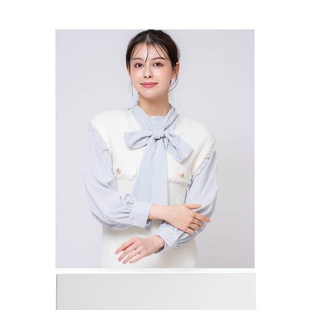 Can be returned within 1 hour Japanese direct mail Noela women's polka dot design bow shirt 5521135
